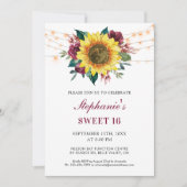 スウィート16誕生日フローラひまわりライトパーティー 招待状 (正面)