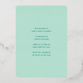 スウィート16誕生日フローラミントグリーンと金ゴールド 箔招待状 (裏面)