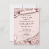 スウィート16誕生日ブライダルシャワー3Dピンクローズ 招待状 (正面)