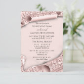 スウィート16誕生日ブライダルシャワー3Dピンクローズ 招待状 (スタンド正面)