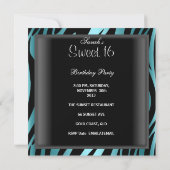 スウィート16誕生日ブルーゼブラブラックストライプ 招待状 (裏面)