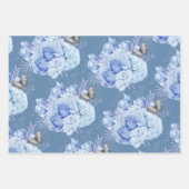 スウィート16誕生日ブルーフラワー ラッピングペーパーシート (正面)