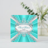 スウィート16誕生日プリンセスティール(緑がかった色)ダイアモンティアラ2 招待状 (スタンド正面)