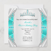 スウィート16誕生日プリンセスティール(緑がかった色)ダイアモンティアラ 招待状 (裏面)