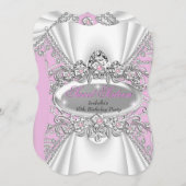 スウィート16誕生日プリンセスピンクダイヤモンドティアラ3 招待状 (正面/裏面)