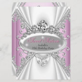 スウィート16誕生日プリンセスピンクダイヤモンドラージ 招待状 (正面/裏面)