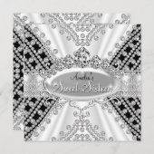 スウィート16誕生日プリンセスブラックダイアモンズ招待状 招待状 (正面/裏面)