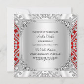 スウィート16誕生日プリンセスレッドダイアモンズ招待状 招待状 (裏面)