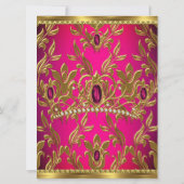 スウィート16誕生日ホットピンクジュエルティアラ金ゴールド 招待状 (裏面)