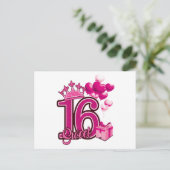 スウィート16誕生日ホワイトポストカード ポストカード (スタンド正面)