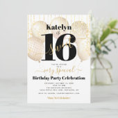 スウィート16誕生日ホワイト金ゴールドバルーンガーリーグラム 招待状 (スタンド正面)