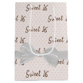 スウィート16誕生日ボウオンハート ミディアムペーパーバッグ (裏面)