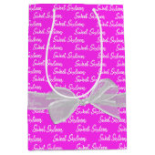 スウィート16誕生日ボウオンピンク ミディアムペーパーバッグ (正面)