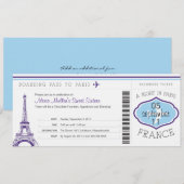 スウィート16誕生日ボーディングパストゥパリ 招待状 (正面/裏面)