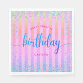 スウィート16誕生日レインボーグラデーショングリッターグラム紙 スタンダードランチョンナプキン (正面)