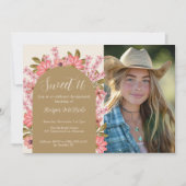 スウィート16誕生日ワイルドフラワーフォトフローラボホ 招待状 (正面)