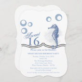 スウィート16誕生日招待状シーホース海ビーチ 招待状 (正面/裏面)