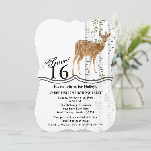 スウィート16誕生日招待状ディアドードウッドランドバックラ 招待状 (スタンド正面)