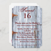 スウィート16誕生日招待状ホワイトウォッシュウッドバーンドア 招待状 (正面/裏面)