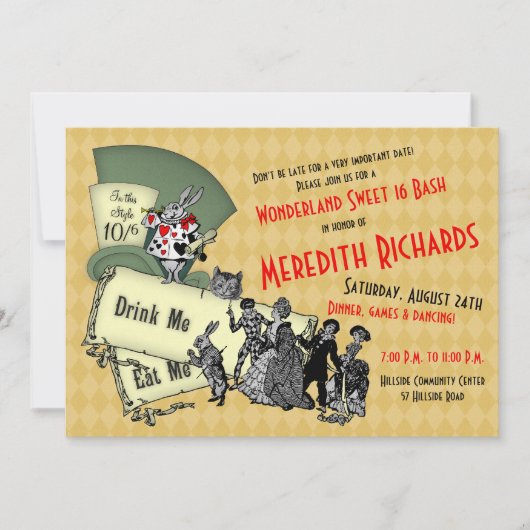 スウィート16誕生日招待状不機嫌ハッタワンダーランド 招待状 (正面)