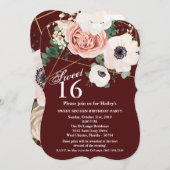 スウィート16誕生日招待状幾何ガーデンワインバー 招待状 (正面/裏面)