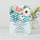 スウィート16誕生日招待状幾何学模様バラシェブロンテ 招待状 (スタンド正面)