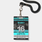 スウィート16誕生日招待状 バッジ (正面（ネックストラップ付）)