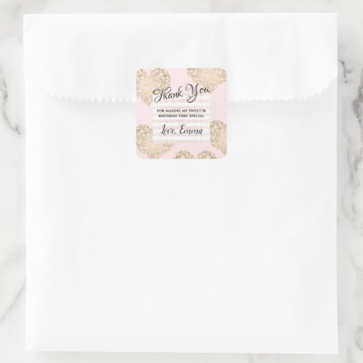 スウィート16誕生日金ゴールドグリッターサンキュービッグ スクエアシール (バッグ)
