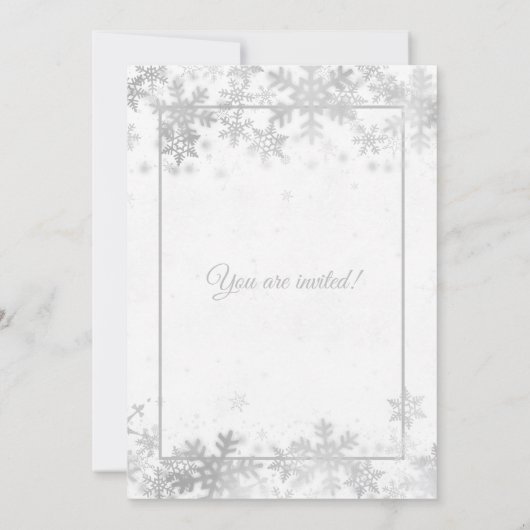 スウィート16誕生日銀箔スノーフレーク 招待状 (裏面)