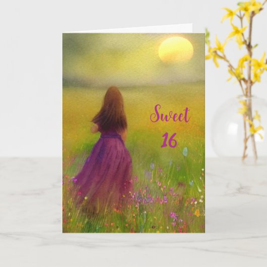 スウィート16誕生日 カード (黄色い花)