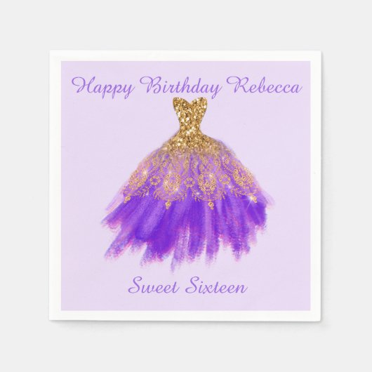 スウィート16誕生日 パーソナライズされた スタンダードカクテルナプキン (正面)