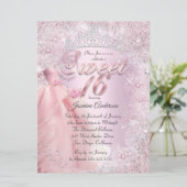 スウィート16赤面ピンクウィンターワンダーランドティアラ 招待状 (スタンド正面)