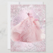 スウィート16赤面ピンクウィンターワンダーランドティアラ 招待状 (裏面)