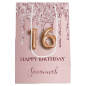 スウィート16赤面ピンクグリッタードリップモノグラム16th ミディアムペーパーバッグ (裏面)