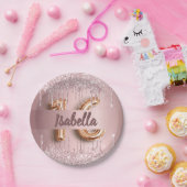 スウィート16赤面ピンクグリッター名グラマラス ペーパープレート (パーティー)