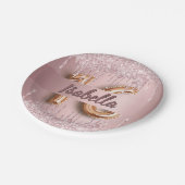 スウィート16赤面ピンクグリッター名グラマラス ペーパープレート (アングル)