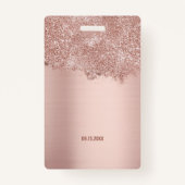 スウィート16赤面ピンクローズ金ゴールドグリッタースパーク バッジ (裏面)