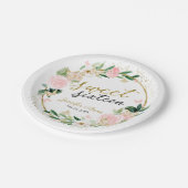 スウィート16赤面フローラピンクバタフライ ペーパープレート (アングル)