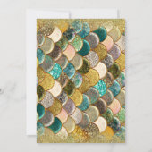 スウィート16金ゴールドグリッターティール（緑がかった色）マーメイドバースデーパーティー 招待状 (裏面)