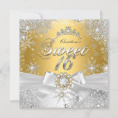 スウィート16金ゴールドシルバープリンセスウィンターワンダーランド 招待状 (正面)