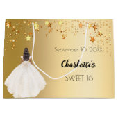 スウィート16金ゴールドスターアイボリードレス ラージペーパーバッグ (正面)