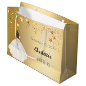 スウィート16金ゴールドスターアイボリードレス ラージペーパーバッグ (正面アングル)