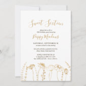 スウィート16金ゴールドワイルドフラワースケッチ16誕生日 招待状 (正面)