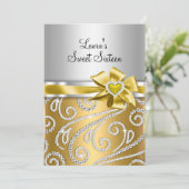 スウィート16金ゴールド弓&スパークルダイヤモンドのお知らせ 招待状 (スタンド正面)