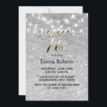 スウィート16銀モダングリッターストリングライト 招待状<br><div class="desc">甘い16銀モダングリッター文字列ライト招待状。</div>