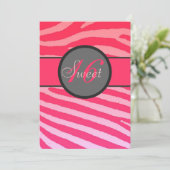 スウィート16鮮やかなピンクのゼブラストライプ招待状 招待状 (スタンド正面)