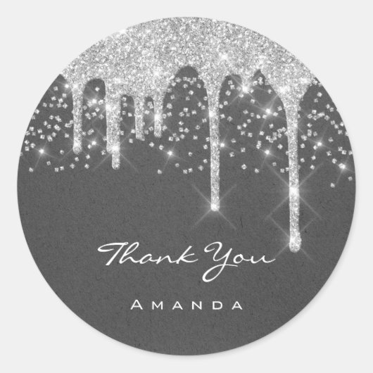 スウィート16 ウェディング ブライダル グレー クラフト ドリップス ラウンドシール (正面)