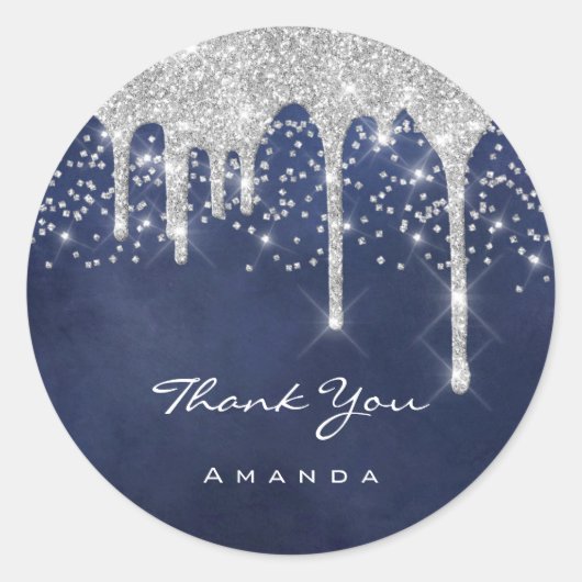 スウィート16 ウェディング ブルー ネイビー お祝い ギフト ラウンドシール (正面)