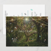 スウィート16 エンチャンテッド フォレスト フラワーズ バタフライ インビ 招待状 (正面/裏面)