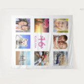 スウィート16 カスタム フォト コラージュ 白 ピンク タペストリー (正面(横))
